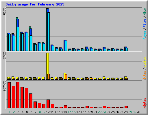 Daily usage for February 2025